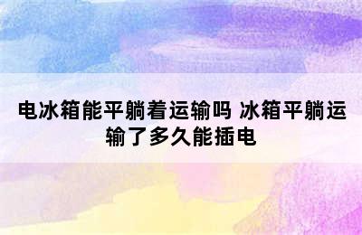 电冰箱能平躺着运输吗 冰箱平躺运输了多久能插电